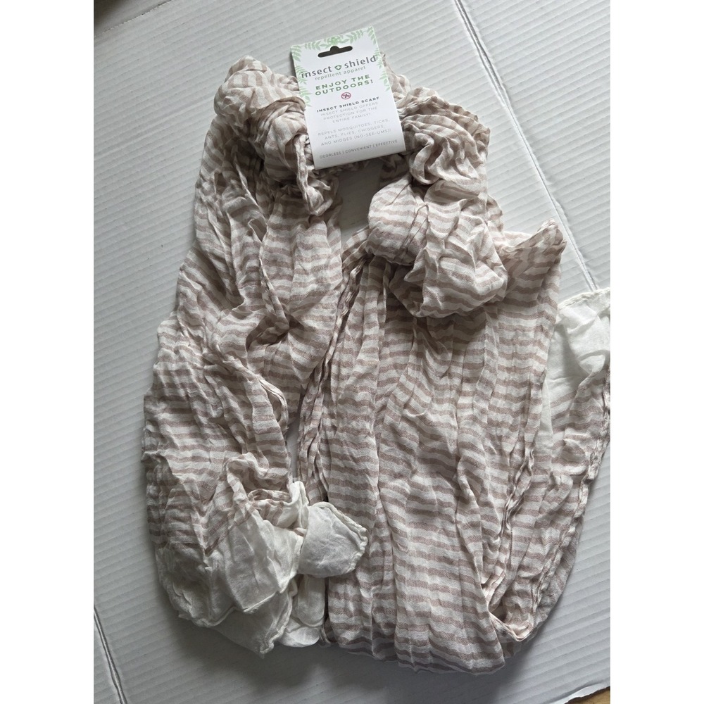 NEW Hadley Wren Lightweight Insect Shield Scarf Brown Striped